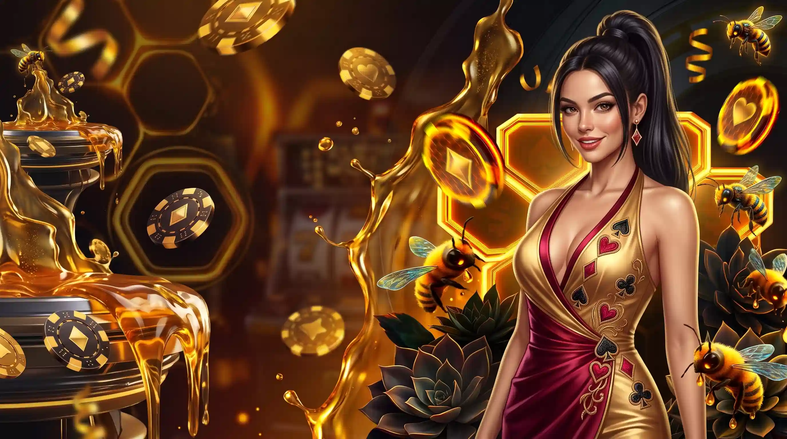 Digitale Jetons und Spielkarten auf dem Tisch im EmberBet Casino Deutschland für Highroller.